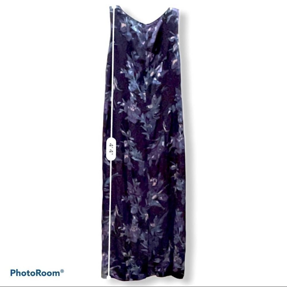Laura Ashley 1990’s Vintage Maxi Blue Purple Muted Fairycore Floral Dress sz - Picture 3 of 12
